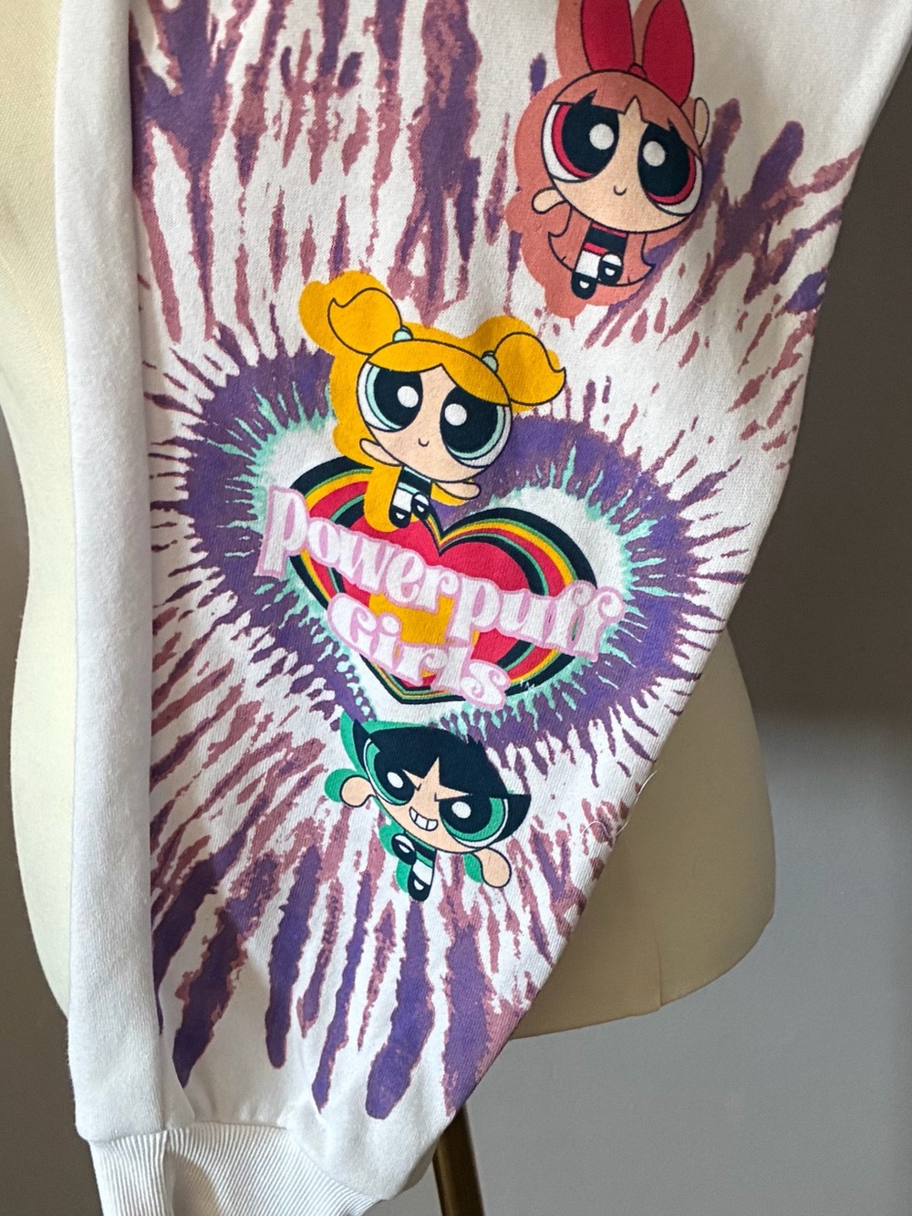 Adults White Tie-Dye Sweatpants - Pink & Purple Powerpuff Girls NWT XXXL